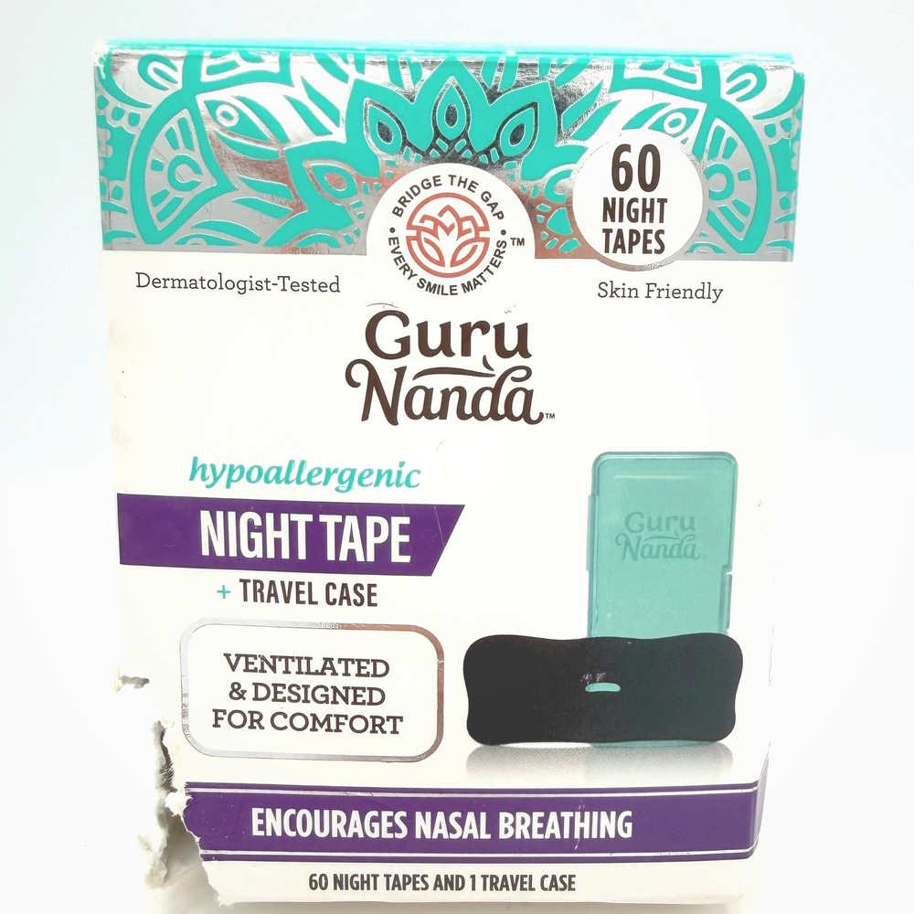 GuruNanda Night Tape 43 Count Hypoallergenic Mouth Tape Travel Case Open Box